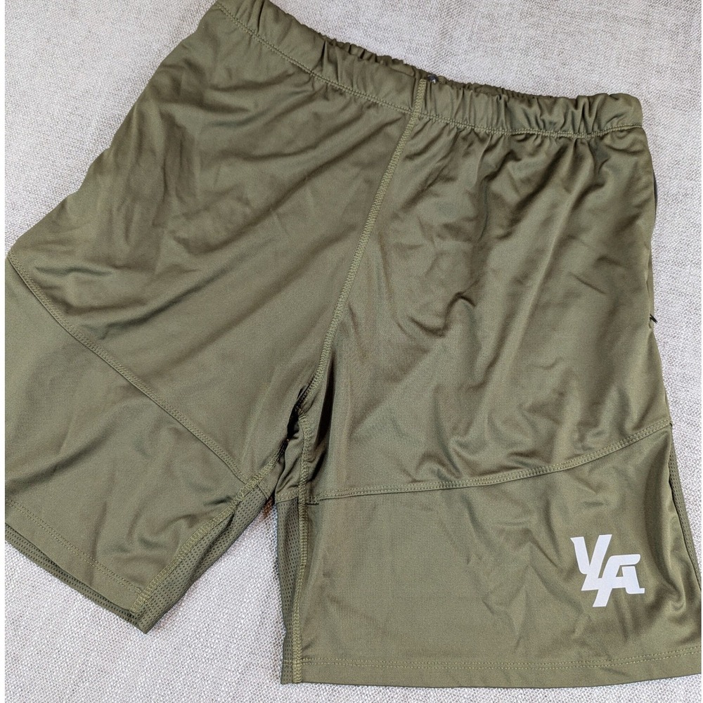 YoungLA Shorts Mens XL Green Athletic Gym Panel Zipper Pocket YLA Performance